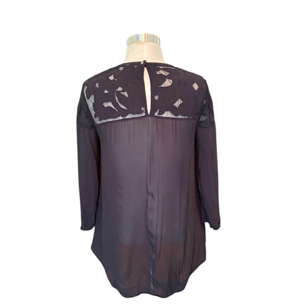 Anthropologie black sheer blouse